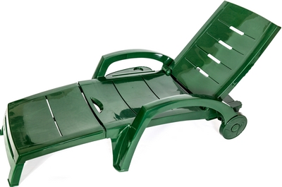 Купить Шезлонг складной на колесах пластиковый (с ящиком), арт. 4737-150-0008-temno-zelenyj, цвет: темно-зеленый на stol-stool.ru 4737-150-0008-temno-zelenyj
