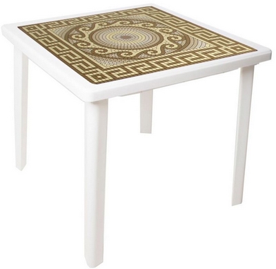 Купить Стол квадратный с деколем Греческий орнамент пластиковый, арт. 4737-130-0019-kvadratnyj-s-dekolem-Grecheskij-ornament-belyj, цвет: белый на stol-stool.ru 4737-130-0019-kvadratnyj-s-dekolem-Grecheskij-ornament-belyj