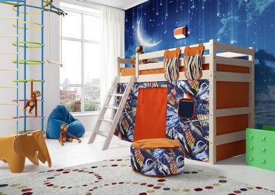 Купить Кровать детская Соня 6 с наклонной лестницей (белая) в Stol-stool.ru 4734-Poluvysokaja-krovat-Sonja-s-naklonnoj-lestnicej