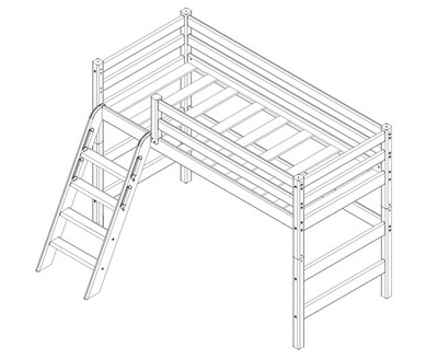 Купить Кровать детская Соня 6 с наклонной лестницей (белая) в Stol-stool.ru 4734-Poluvysokaja-krovat-Sonja-s-naklonnoj-lestnicej