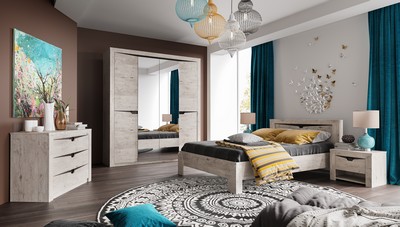 Купить Шкаф 4 дв. с зеркалом Соренто (дуб бонифаций) в Stol-stool.ru 4734-Shkaf-4dv-Sorento-dub-bonifacij