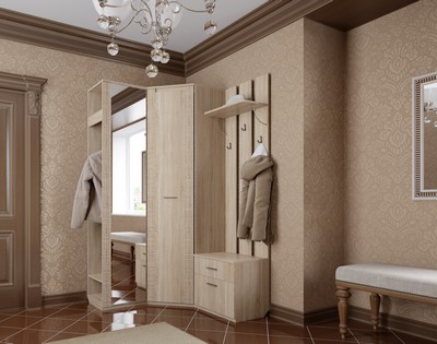 Купить Вешалка с зеркалом в прихожую Элана (дуб сонома) в Stol-stool.ru 4734-Veshalka-s-zerkalom-Jelana-dub-sonoma